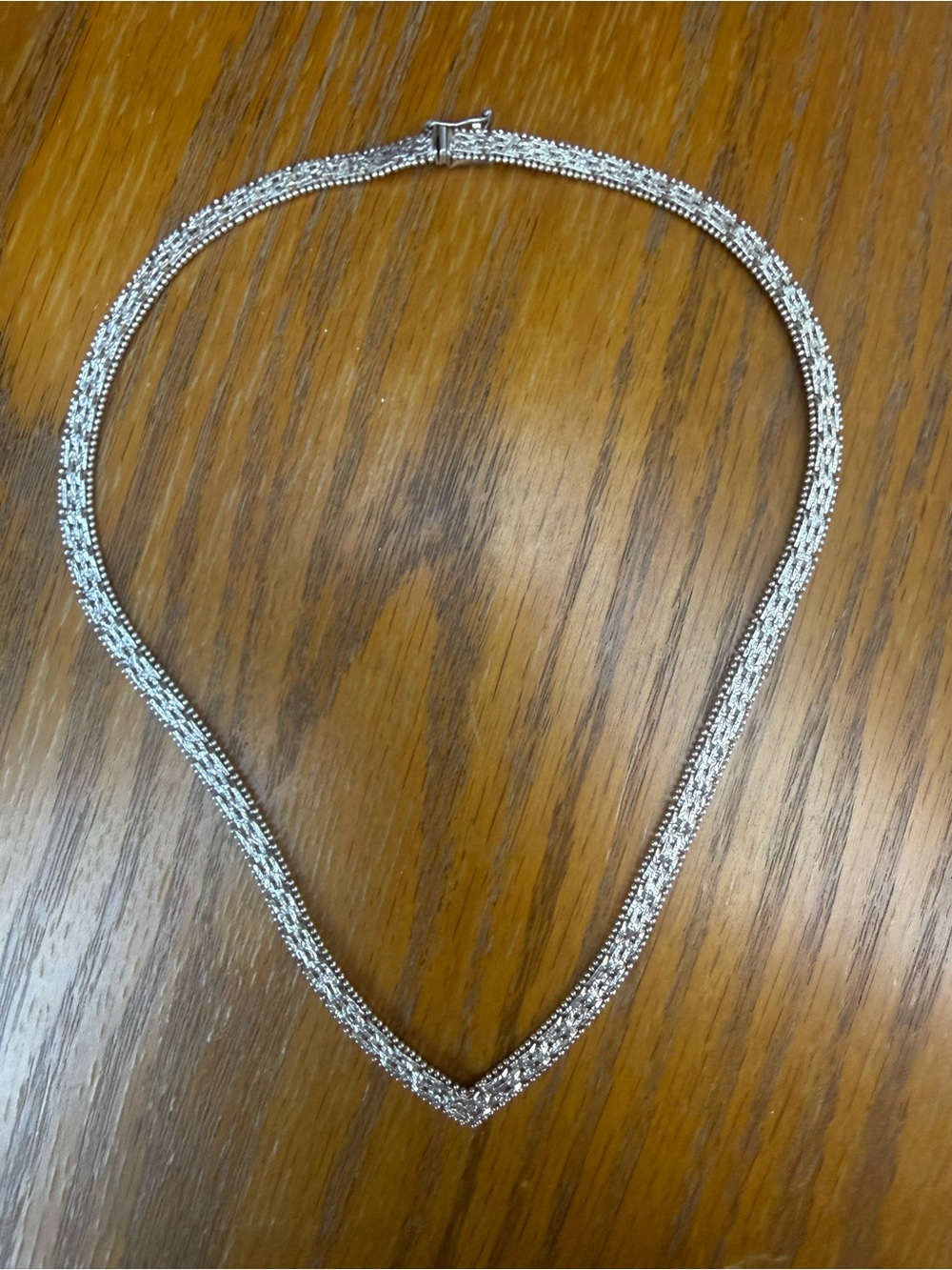 Vintage Sterling Silver 925 Italy Chevron Riccio Herringbone Choker Necklace